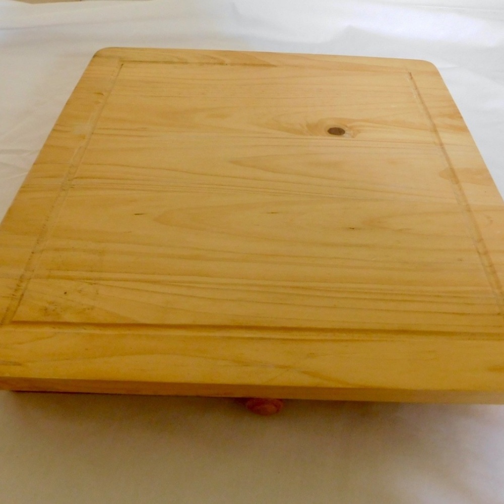 Table Top Butcher Block Wood Cutting Board w/ Pull Out Storage Drawer See Pics